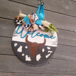 WELCOME COW SKULL HANGER