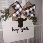 hey Y'all cow tag door hanger