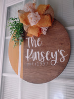 Personalized Family Name + Date Door Hanger