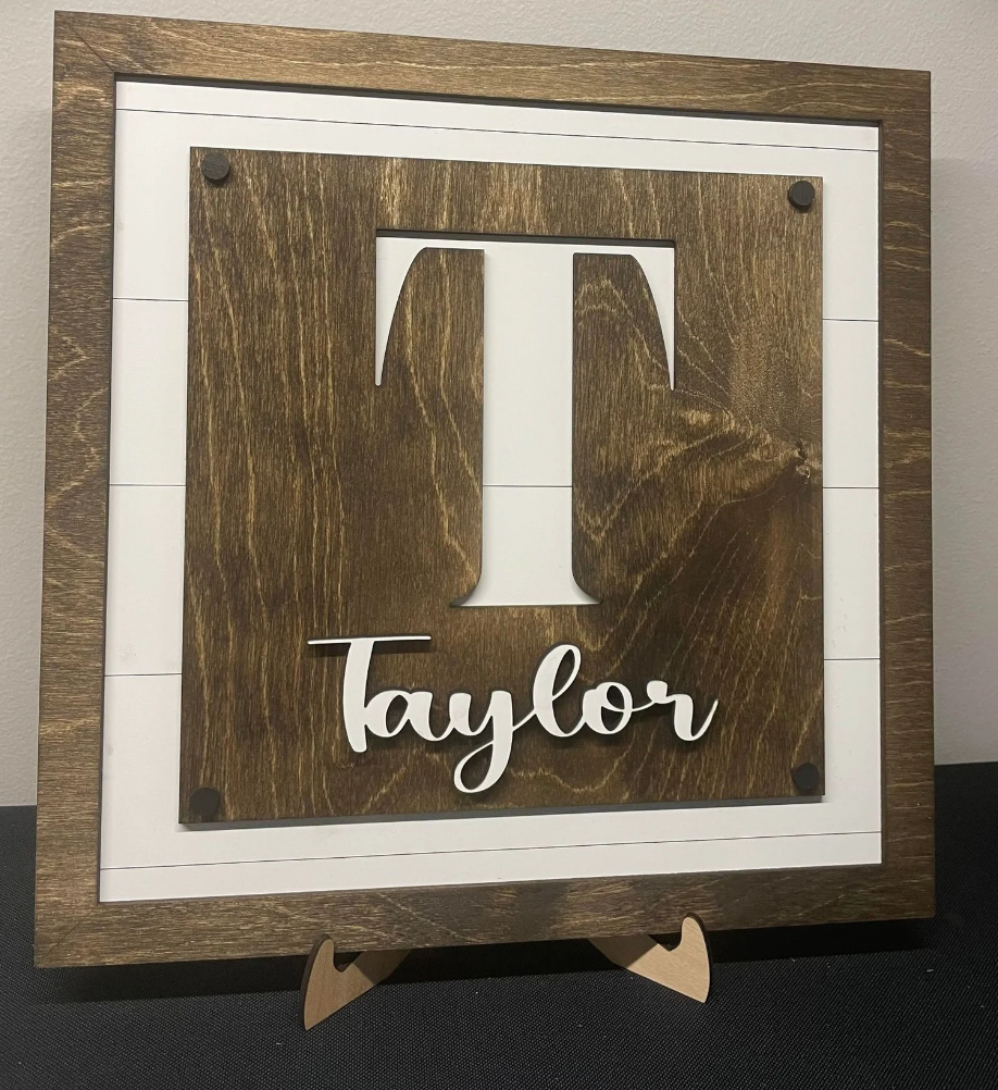 Square Shiplap Initial + Name Sign