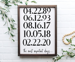 The Most Important Dates sign