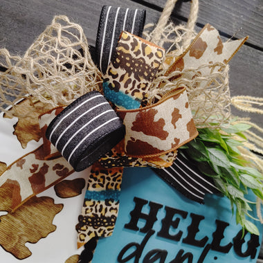 Hello Darlin' Cow Print Door Hanger