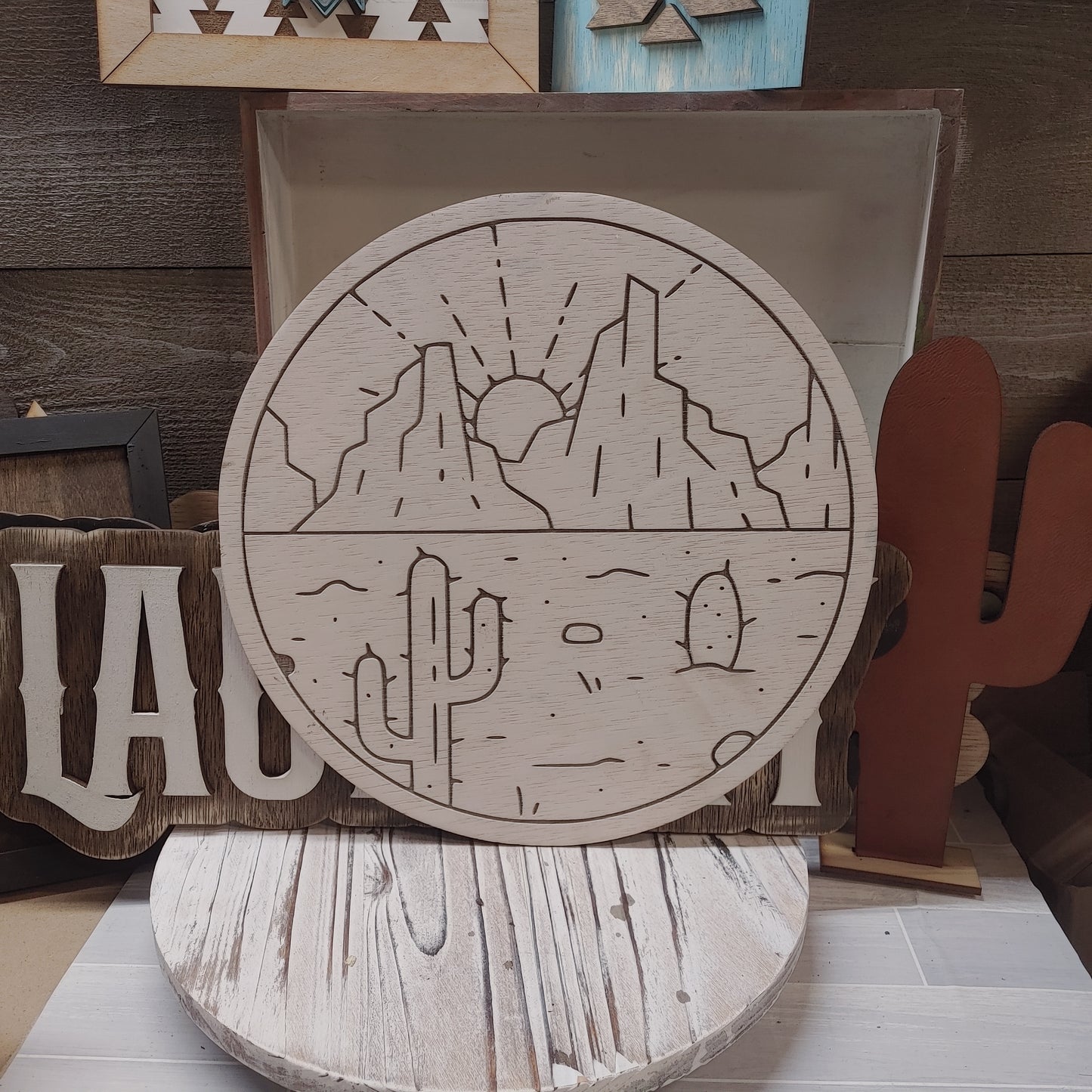 12" ENGRAVED DESERT SCENE WALL ART