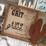 Grit/Grace Cowboy Boot Sign