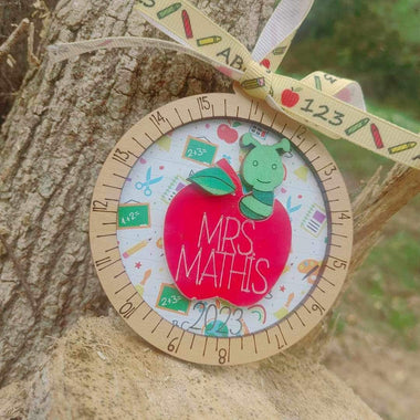 Personalized Worm/Apple Ornament