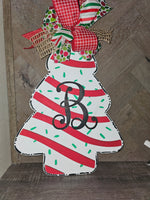 Christmas Cake Monogram DOOR HANGER