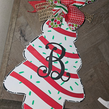 Christmas Cake Monogram DOOR HANGER