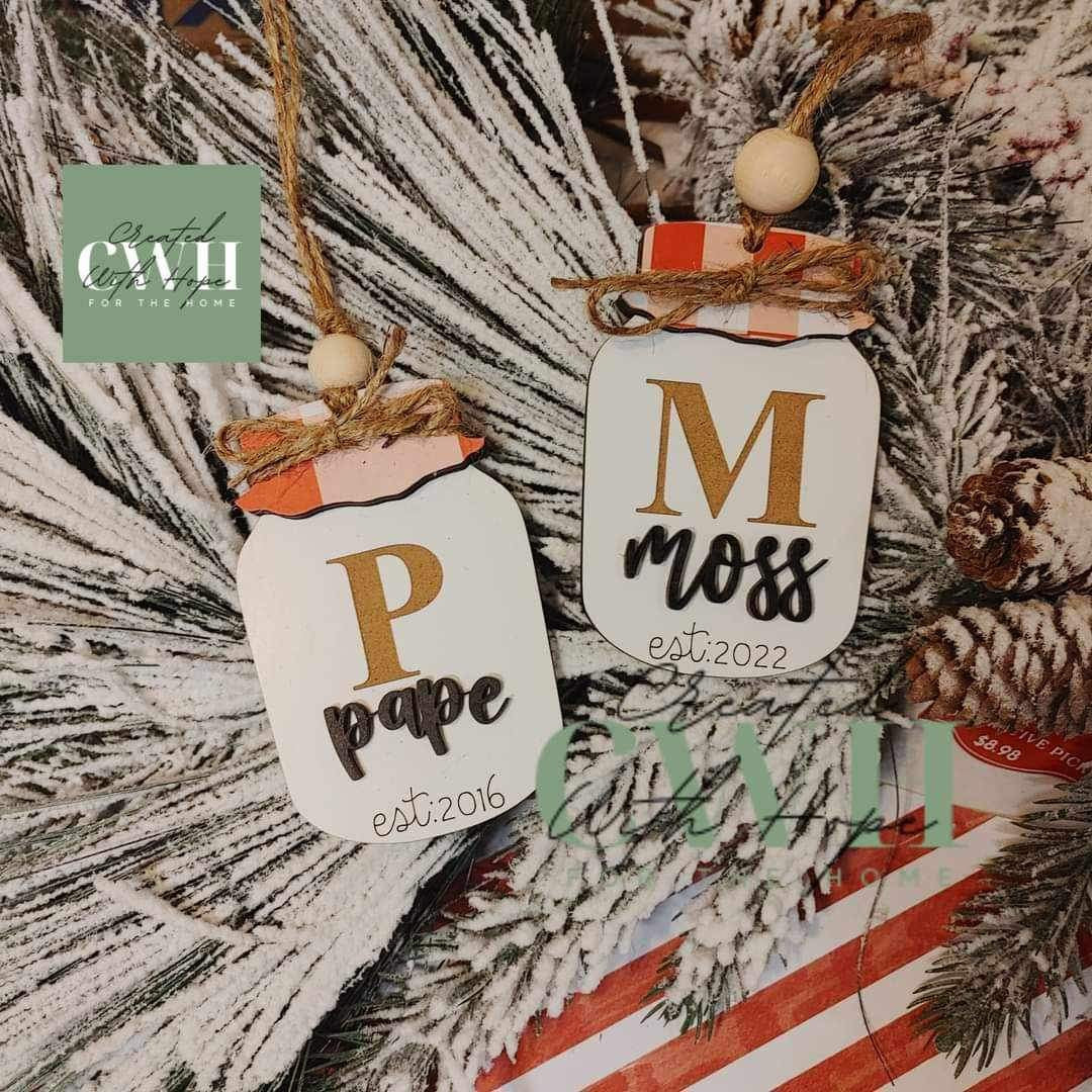 Personalized Wooden Mason Jar Ornament