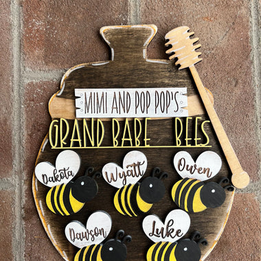 Personalized Grand Babe Bees Sign
