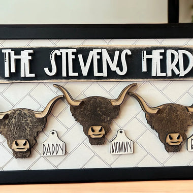 PERSONALIZED HIGHLAND COW FAMILY SIGN
