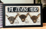 PERSONALIZED HIGHLAND COW FAMILY SIGN