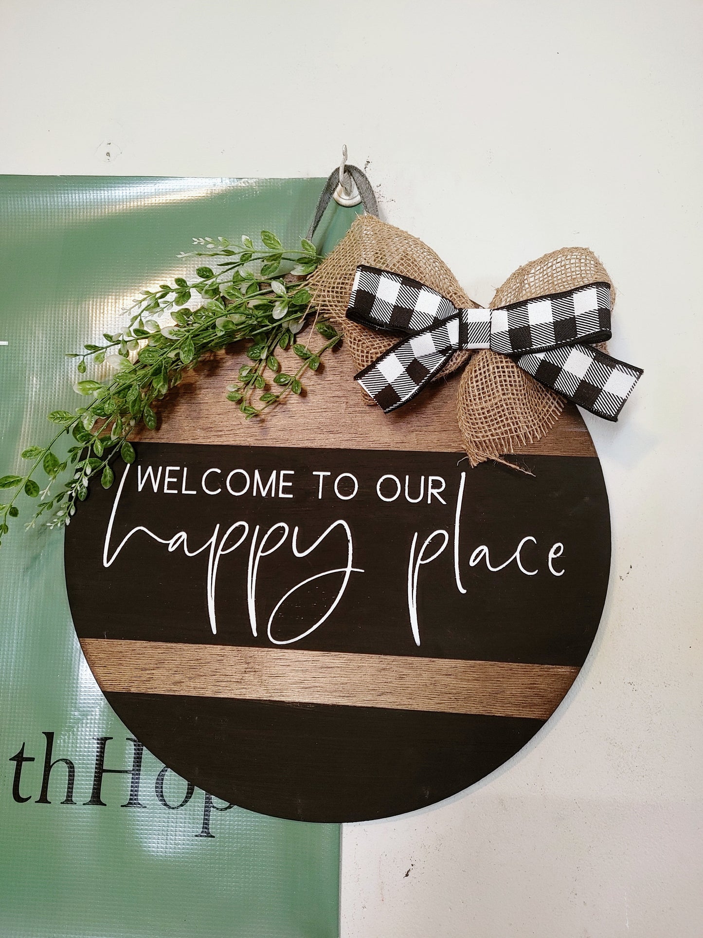 Welcome to our Happy Place Door Hanger
