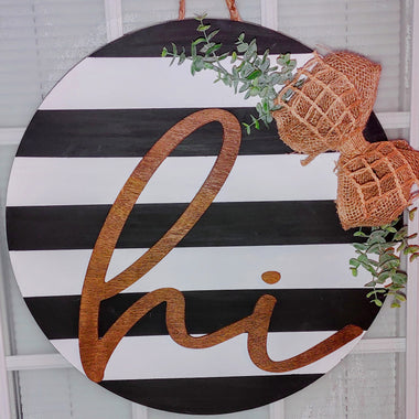 "Hi" Striped 3D Door Hanger