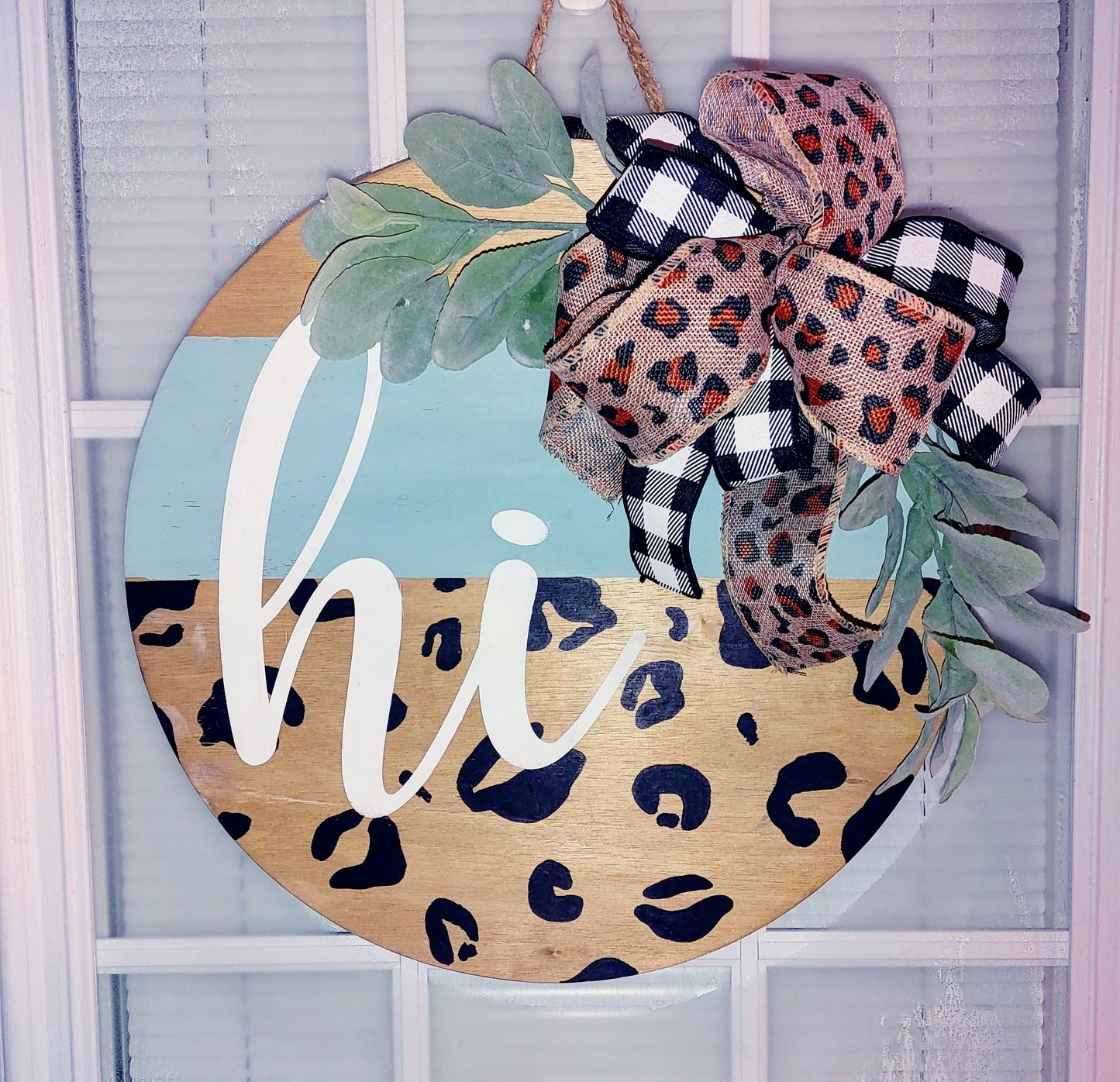 Mint + Cheetah Door Hanger