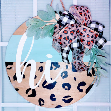 Mint + Cheetah Door Hanger