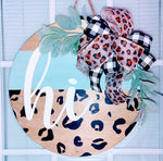 Mint + Cheetah Door Hanger