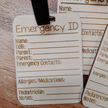 CHILD'S EMERGENCY ID TAGS