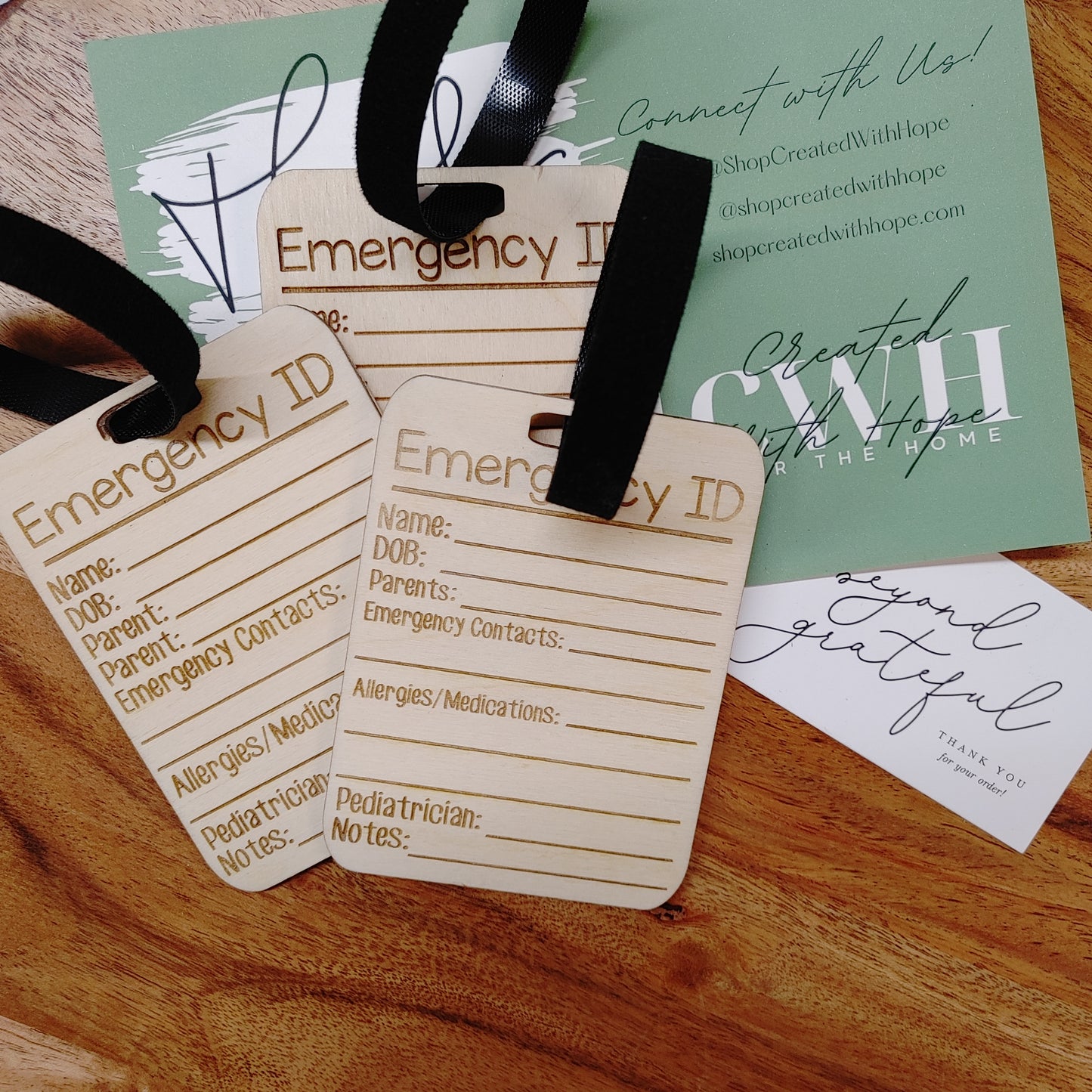 CHILD'S EMERGENCY ID TAGS