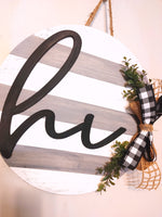 18" 3D "hi" Gray + White Stripes