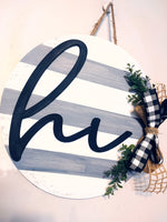 18" 3D "hi" Gray + White Stripes