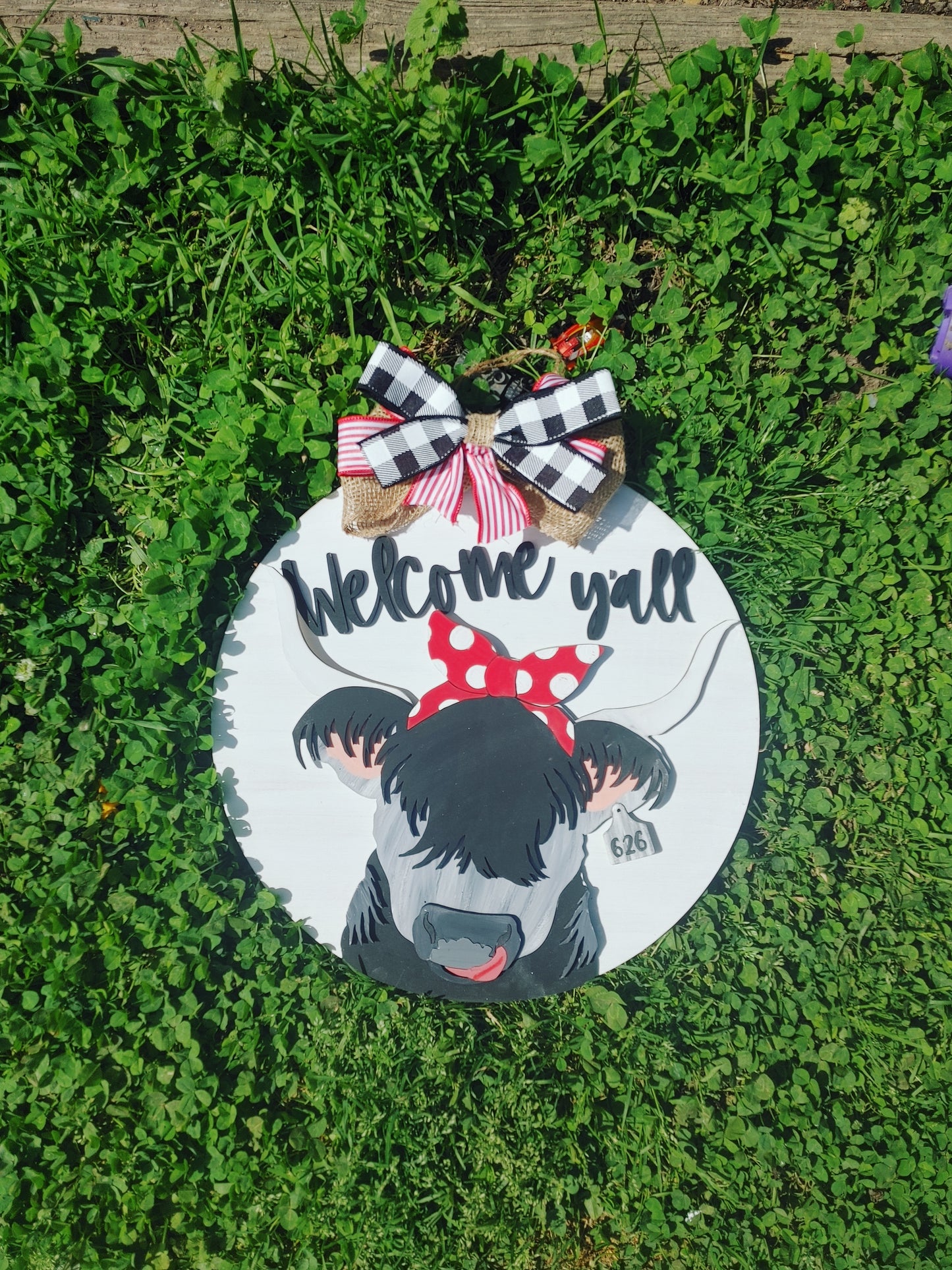 Welcome Y'all Highland Cow Door Hanger