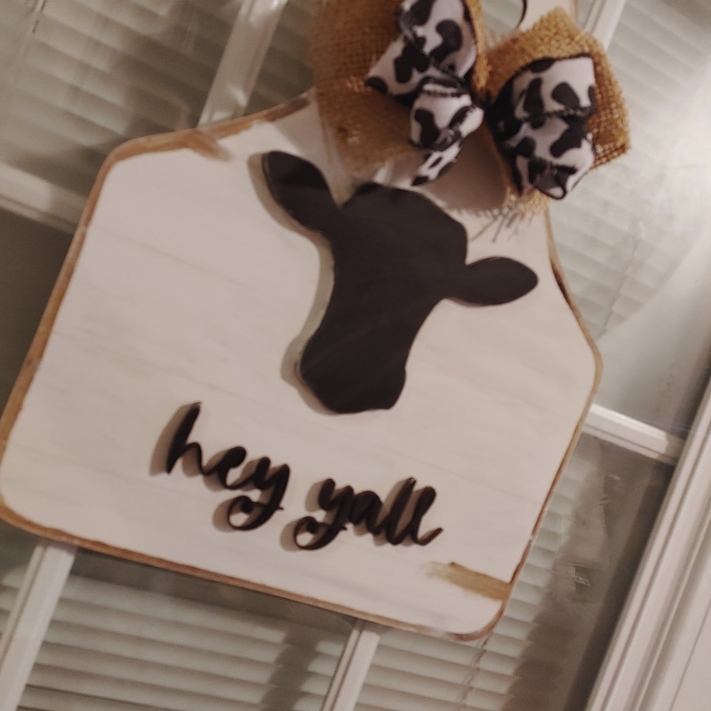 hey Y'all cow tag door hanger