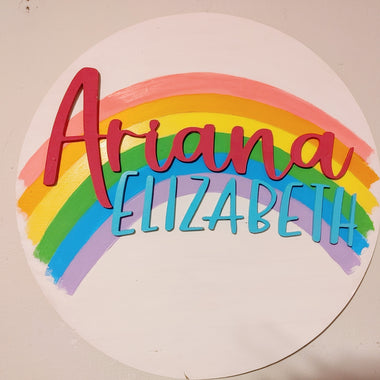 3D rainbow round name sign - customizable
