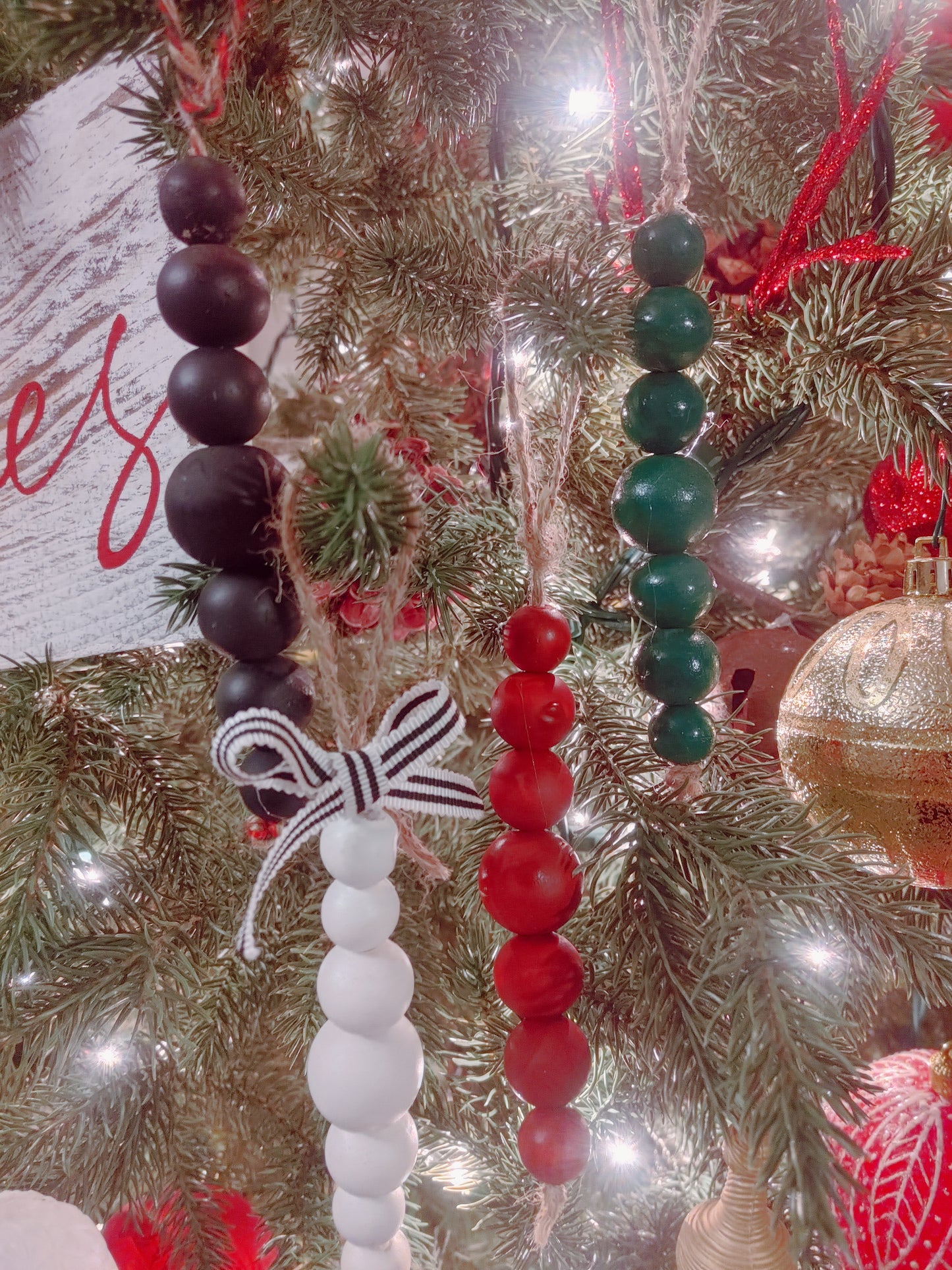 Wooden Beaded Ornaments - BOHO BAUBLES