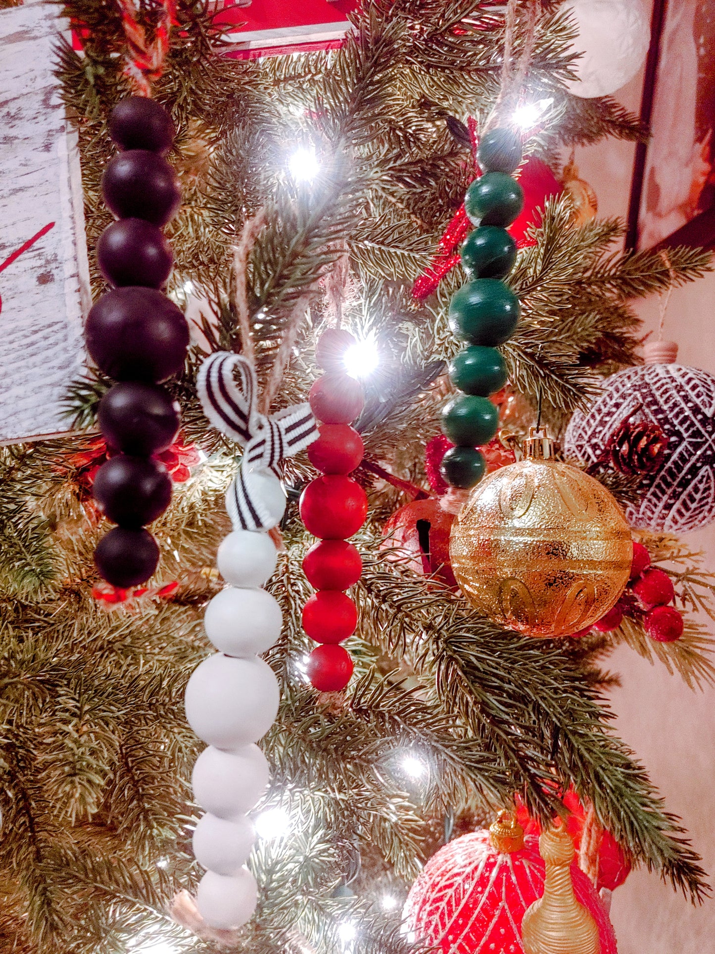 Wooden Beaded Ornaments - BOHO BAUBLES