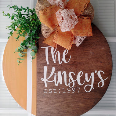 Personalized Family Name + Date Door Hanger