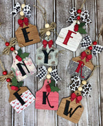 PERSONALIZED PATTERNED INITIAL COW TAG ORNAMENT