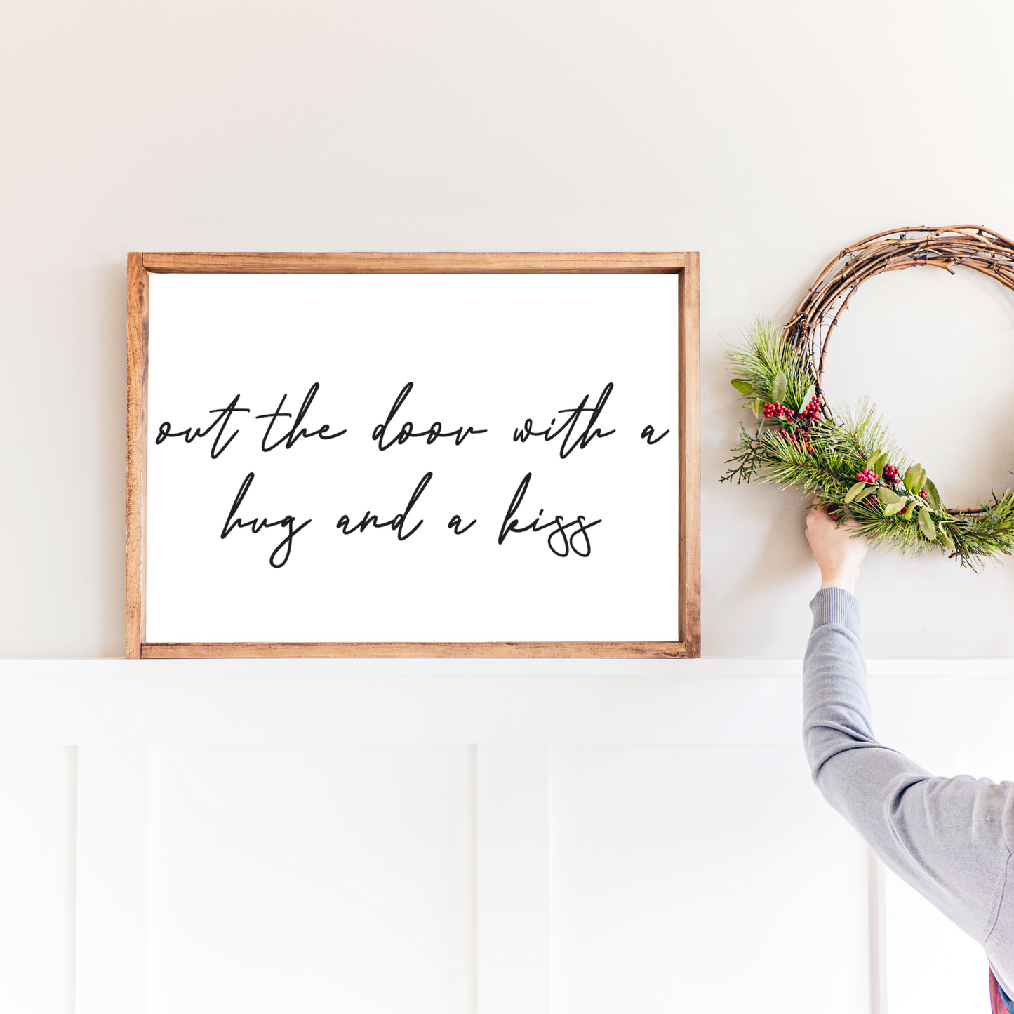 Out the door with a hug & a kiss...