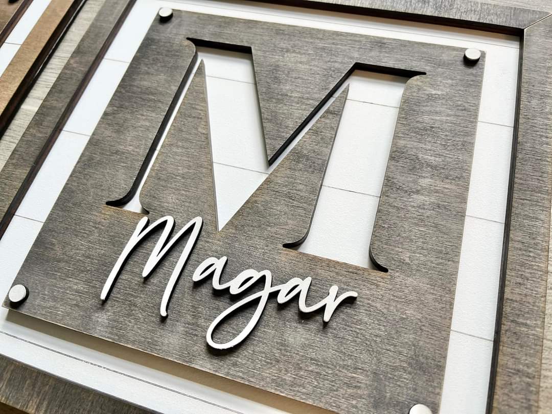 Square Shiplap Initial + Name Sign