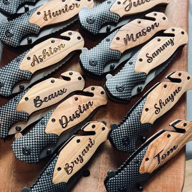 Personalized Engraved Olive Wood Knives