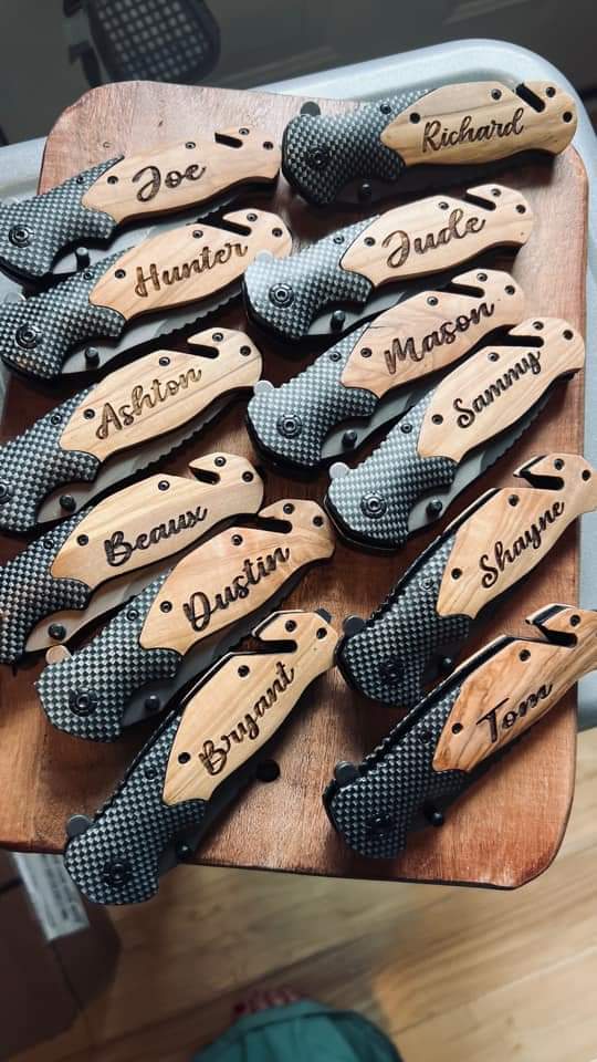 Personalized Engraved Olive Wood Knives