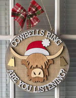 RTS HIGHLAND COW CHRISTMAS DOOR HANGER