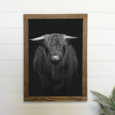 12x16" Highland Cow - Framed Canvas