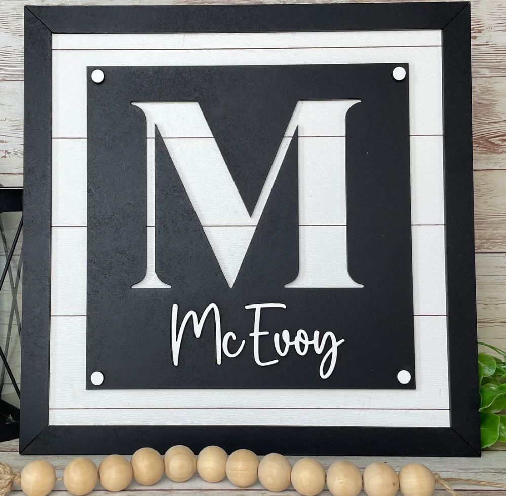 Square Shiplap Initial + Name Sign