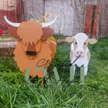 Standing Wooden Cow Planter - Large